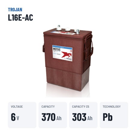Batteria a trazione Trojan L16E-AC 6V 370Ah – dati principali