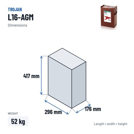 Solarbatterie Trojan L16-AGM 6V 370Ah AGM | baterias.com
