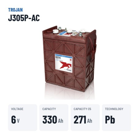 Batteria a trazione Trojan J305P-AC 6V 330Ah – dati principali