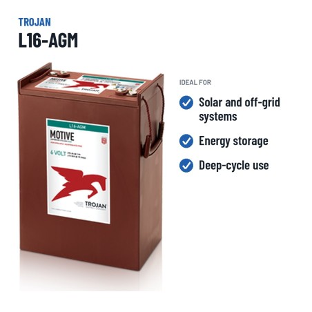 Solarbatterie Trojan L16-AGM 6V 370Ah AGM | baterias.com