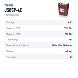 Traction battery Trojan J305P-AC 6V 330Ah – technical data