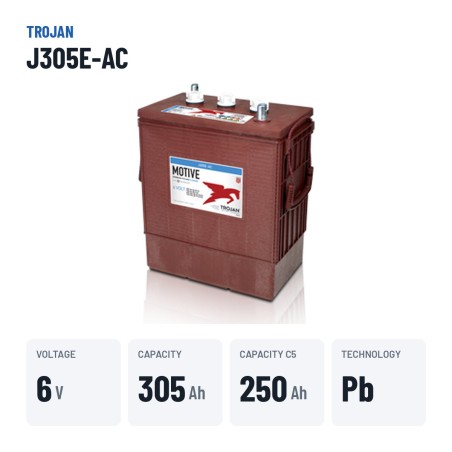 Bateria de tração Trojan J305E-AC 6V 305Ah – dados principais