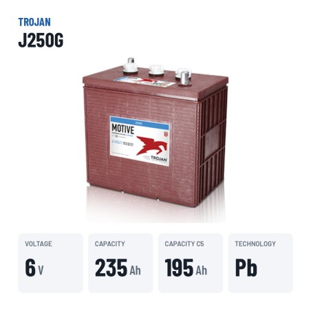 Traction battery Trojan J250G 6V 235Ah – key specs