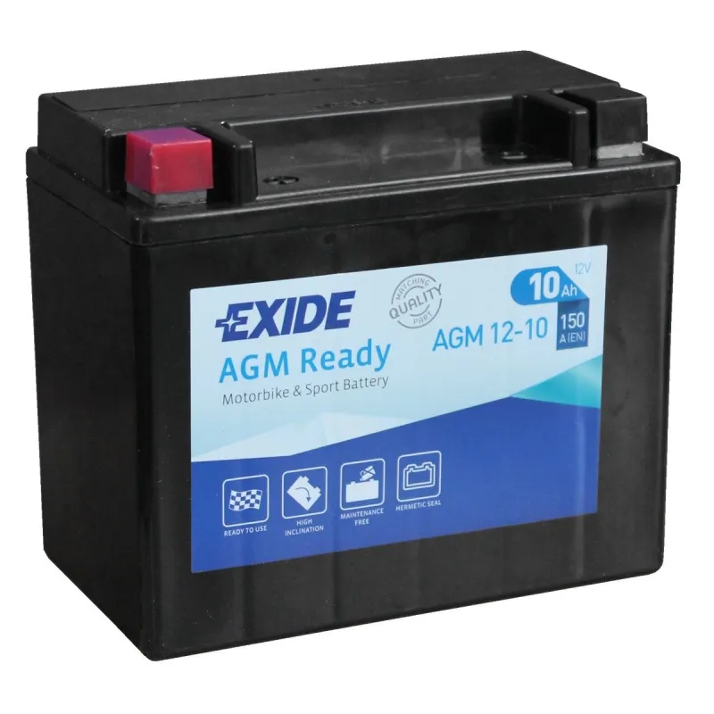 Exide AGM12-10. Motorradbatterie Exide 10Ah 12V