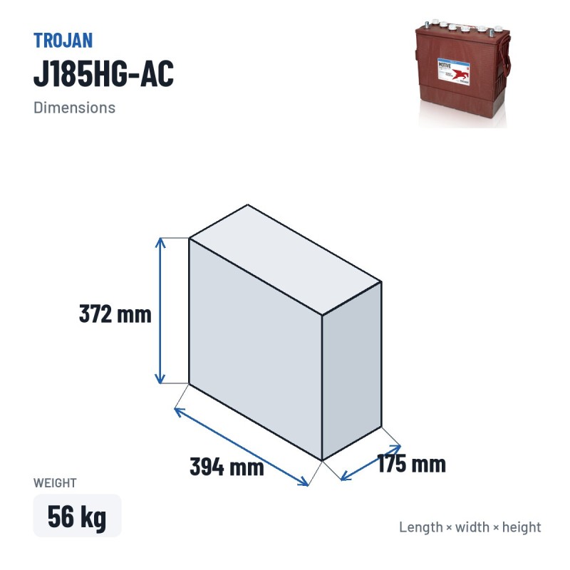 Batería de tracción Trojan J185HG-AC 12V 225Ah | baterias.com