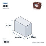 Golfcar-Batterie Trojan J150 12V 150Ah – Abmessungen 348 × 181 × 283 mm