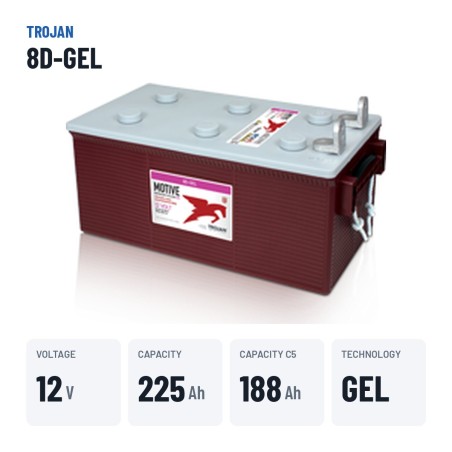 Batterie solaire Trojan 8D-GEL 12V 225Ah GEL – caractéristiques clés