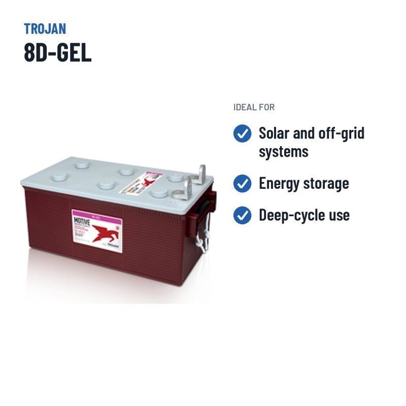 Batterie solaire Trojan 8D-GEL 12V 225Ah GEL – utilisations recommandées