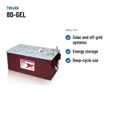 Batterie solaire Trojan 8D-GEL 12V 225Ah GEL – utilisations recommandées