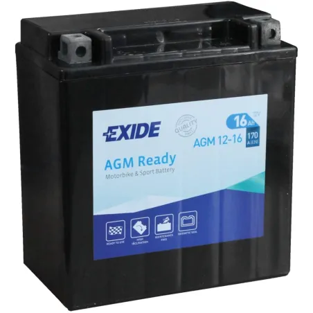 Exide AGM12-16. Batteria per moto Exide 16Ah 12V