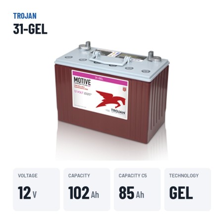 Batteria solare Trojan 31-GEL 12V 102Ah GEL – dati principali