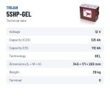 Solar battery Trojan 5SHP-GEL 12V 125Ah GEL – technical data
