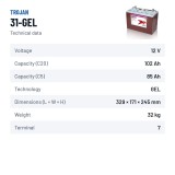 Batteria solare Trojan 31-GEL 12V 102Ah GEL – scheda tecnica