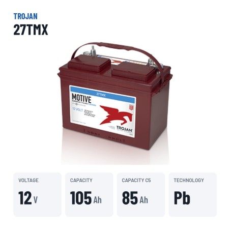 Golf cart battery Trojan 27TMX 12V 105Ah | baterias.com