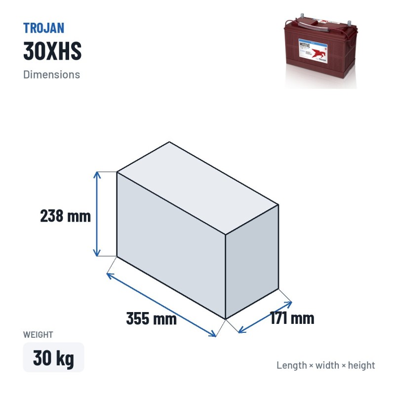 Golf cart battery Trojan 30XHS 12V 130Ah | baterias.com