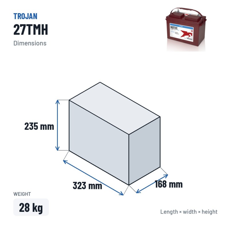 Golf cart battery Trojan 27TMH 12V 115Ah | baterias.com
