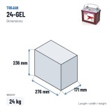 Solar battery Trojan 24-GEL 12V 77Ah GEL – dimensions 276 × 171 × 236 mm