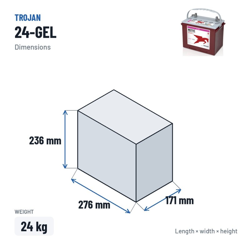 Solarbatterie Trojan 24-GEL 12V 77Ah GEL | baterias.com