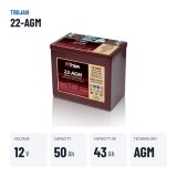 Bateria solar Trojan 22-AGM 12V 50Ah AGM – dados principais