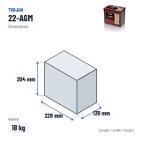 Batteria solare Trojan 22-AGM 12V 50Ah AGM – dimensioni 228 × 139 × 204 mm