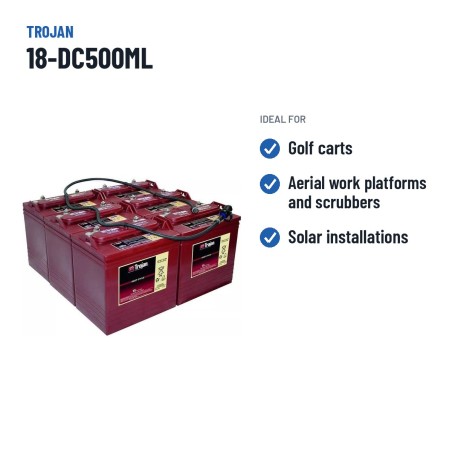 Batterie de voiturette de golf Trojan 18-DC500ML 36V 450Ah – utilisations recommandées