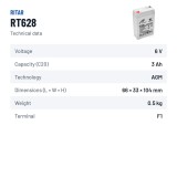 Bateria estacionária UPS Ritar RT628 6V 2.8Ah AGM – ficha técnica