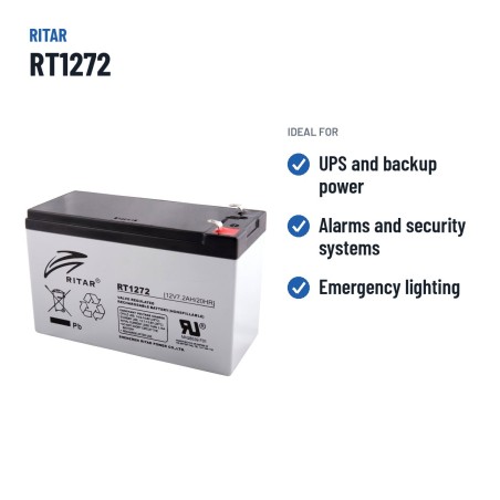 Stationary UPS battery Ritar RT1272 12V 7.2Ah AGM – recommended uses