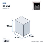 Batería estacionaria SAI/UPS Ritar RT1245 12V 4.5Ah AGM – medidas 90 × 70 × 107 mm