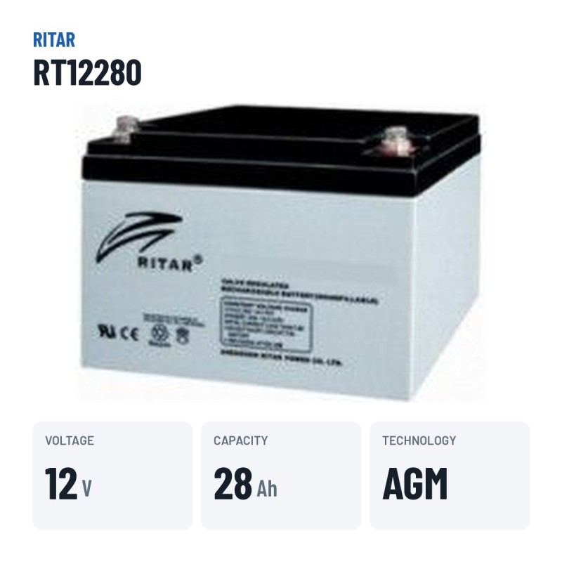 Bateria estacionária UPS Ritar RT12280 12V 28Ah AGM – dados principais