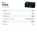 Stationärbatterie USV Ritar RT1232 12V 3.2Ah AGM – technische Daten