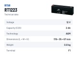 Batterie stationnaire onduleur Ritar RT1223 12V 2.3Ah AGM – fiche technique