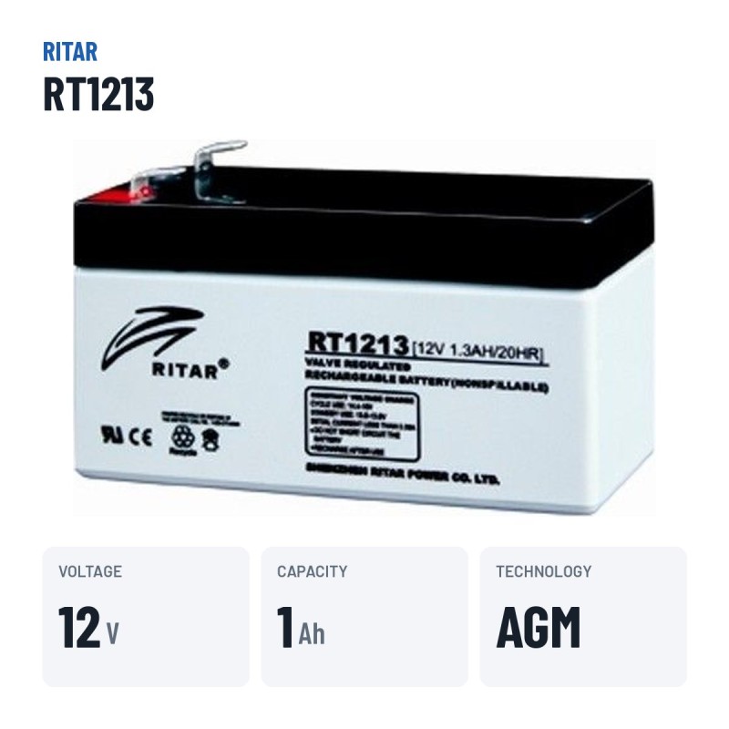 Batteria stazionaria UPS Ritar RT1213 12V 1.3Ah AGM
