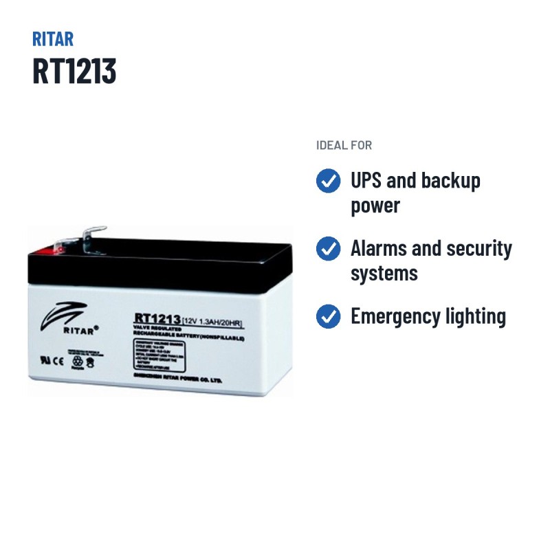 Stationary UPS battery Ritar RT1213 12V 1.3Ah AGM – recommended uses