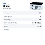 Batteria stazionaria UPS Ritar RT1213 12V 1.3Ah AGM