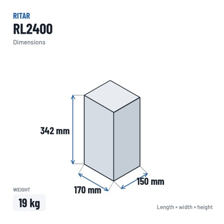 Bateria estacionária UPS Ritar RL2400 2V 400Ah AGM – medidas 170 × 150 × 342 mm