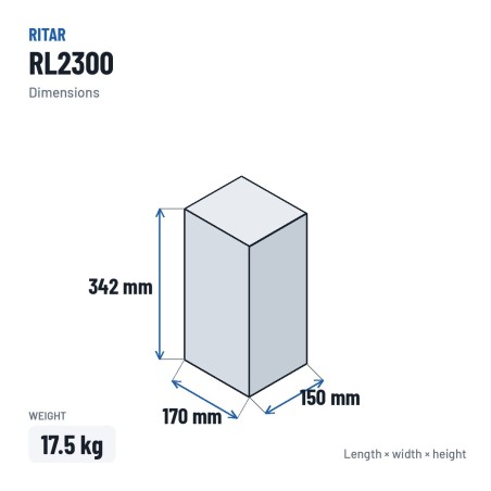 Stationary UPS battery Ritar RL2300 2V 300Ah AGM – dimensions 170 × 150 × 342 mm