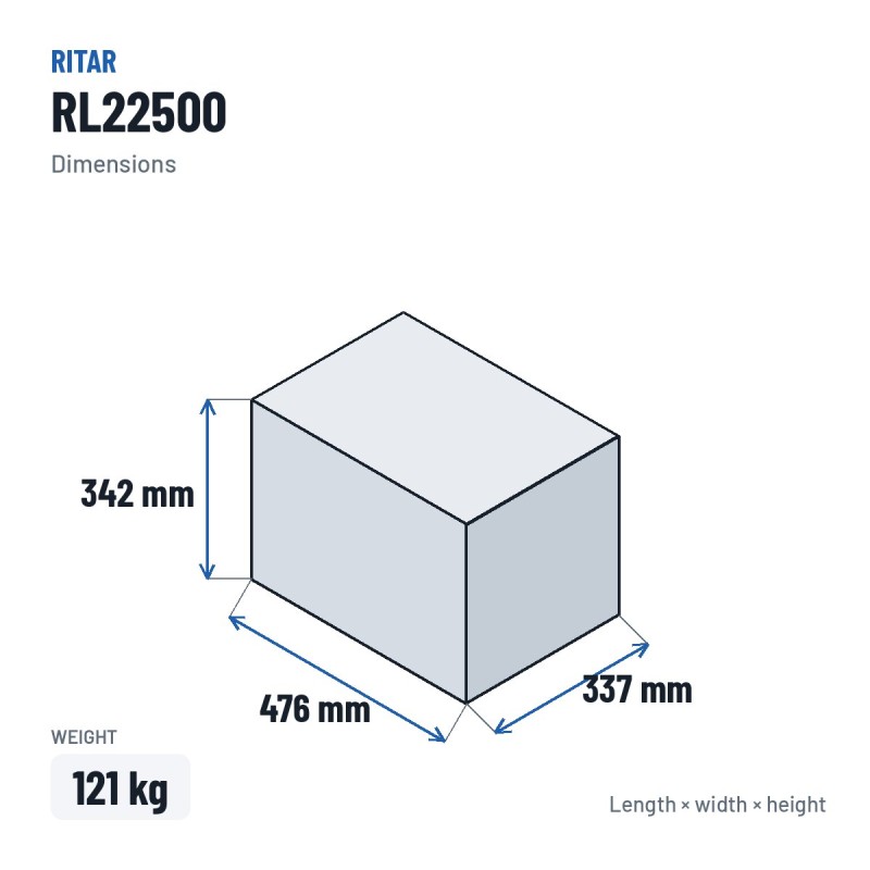 Batterie stationnaire onduleur Ritar RL22500 2V 2500Ah AGM – dimensions 476 × 337 × 342 mm