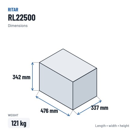 Batterie stationnaire onduleur Ritar RL22500 2V 2500Ah AGM – dimensions 476 × 337 × 342 mm