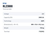 Batería estacionaria SAI/UPS Ritar RL23000 2V 3000Ah AGM – ficha técnica