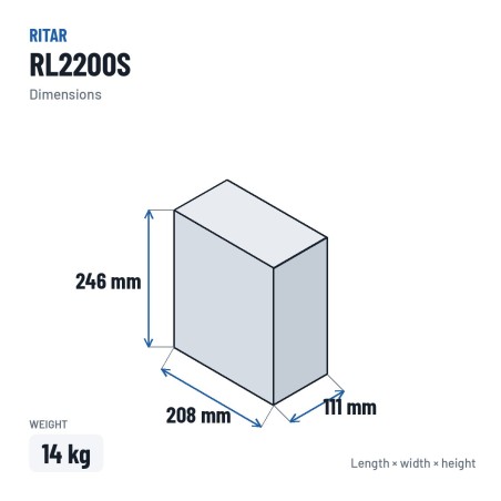 Stationary UPS battery Ritar RL2200S 2V 200Ah AGM – dimensions 208 × 111 × 246 mm