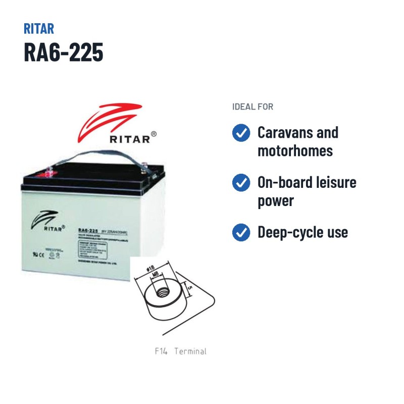 Caravan battery Ritar RA6-225 6V 238Ah AGM – recommended uses