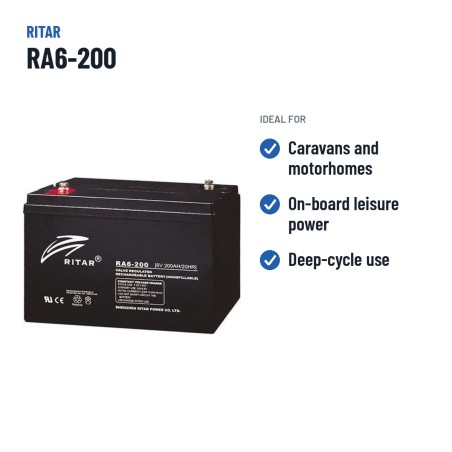 Batteria caravan Ritar RA6-200 6V 212Ah AGM – usi consigliati