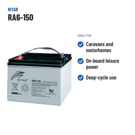 Batterie camping-car Ritar RA6-150 6V 159Ah AGM – utilisations recommandées