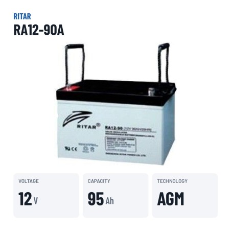 Rollstuhlbatterie Ritar RA12-90A 12V 95Ah AGM – wichtigste Daten