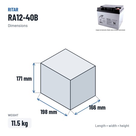 Batteria per carrozzina Ritar RA12-40B 12V 42Ah AGM