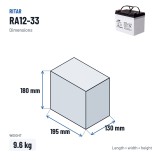 Batteria per carrozzina Ritar RA12-33 12V 35Ah AGM – dimensioni 195 × 130 × 180 mm