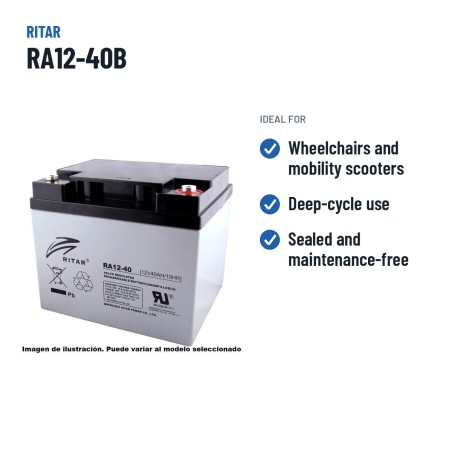 Batteria per carrozzina Ritar RA12-40B 12V 42Ah AGM