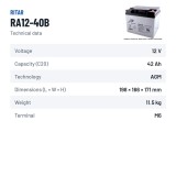 Batteria per carrozzina Ritar RA12-40B 12V 42Ah AGM