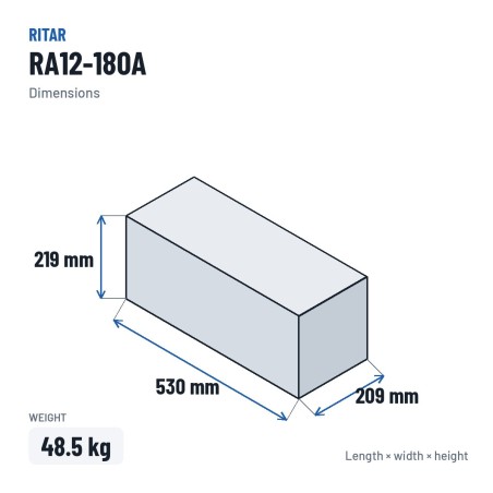Caravan battery Ritar RA12-180A 12V 190Ah AGM – dimensions 530 × 209 × 219 mm