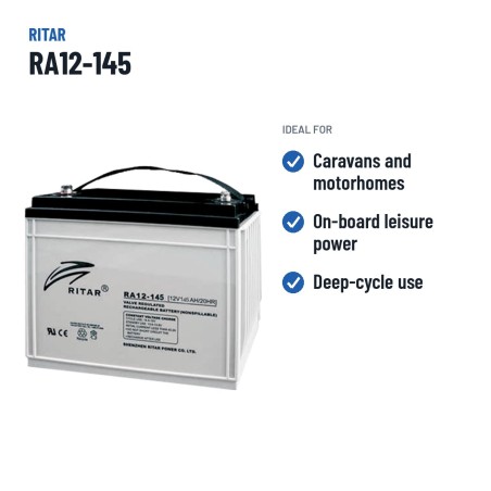 Batterie camping-car Ritar RA12-145 12V 153Ah AGM | baterias.com
